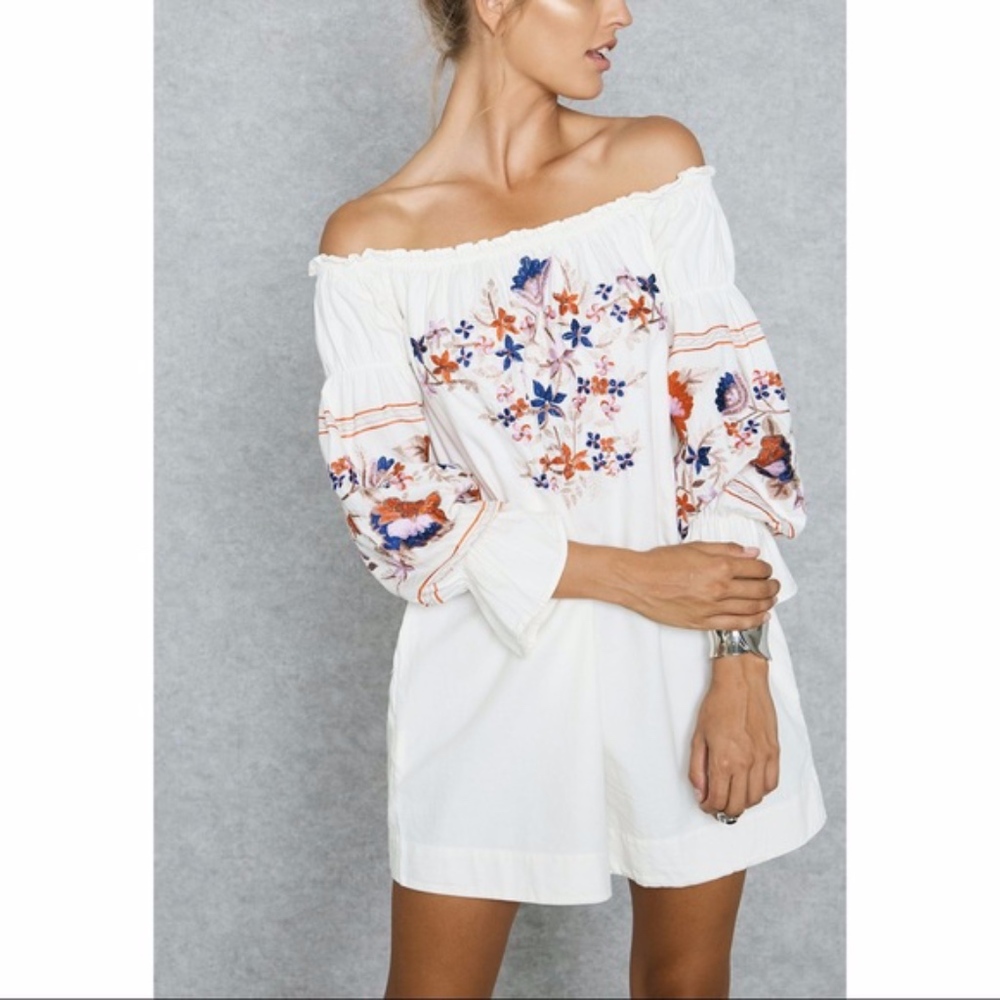 Free People Floral Off the Shoulder Mini Dress